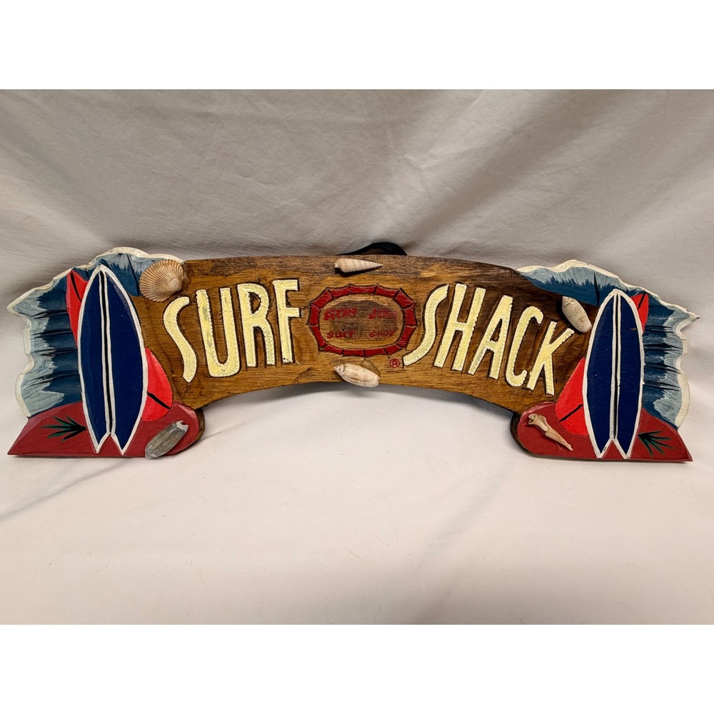 Ron Jon Surf Shop Surf Shack Wood Wall Sign Seashells Beach Decor 21 Inch
